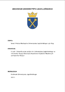 S I 508 – Dziennik zapisu audytorów Uniwersytetu Jagiellońskiego na rok szkolny 1829/30 dla urzędu Inspektora Instytutów Naukowych sporządzony 1829/30