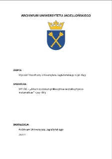 WF I 86 – „Album doctorum philosophiae sectiolis physico-matematicae” 1749-1865