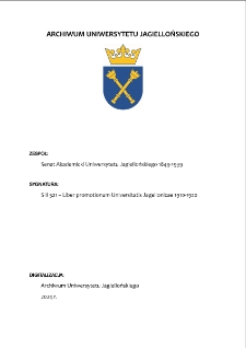 S II 521 &ndash; Liber promotionum Universitatis Jagellonicae 1910-1920