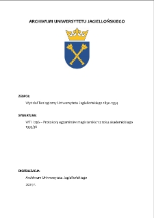 WT II 256 – Protokoły egzaminów magisterskich z roku akademickiego 1935/36