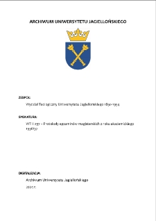 WT II 257 – Protokoły egzaminów magisterskich z roku akademickiego 1936/37
