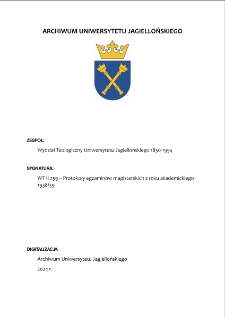 WT II 259 – Protokoły egzaminów magisterskich z roku akademickiego 1938/39