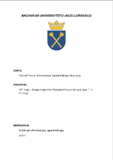 WP II 493 – Księga magistrów Wydziału Prawa z lat 1924-1930. T. 1: nr 1-1033