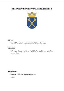 WP II 494 – Księga magistrów Wydziału Prawa z lat 1930-1937. T. 2: nr 1034-3839