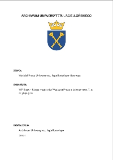 WP II 495 – Księga magistrów Wydziału Prawa z lat 1937-1950. T. 3: nr 3840-5722