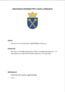 WP II 516 – Protokoły egzaminów ścisłych na stopień doktora praw. T. II: Matrikel der k.k. juridischen Fakultät zu Krakau, z lat 1856-1863