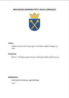 SWF 50 – Protokoły egzaminacyjne z lat akademickich 1928/29-1930/31