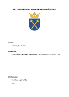 Rkps 24 &ndash; Acta rectoralia Universitatis Cracoviensis ab a. 1783 ad a. 1795