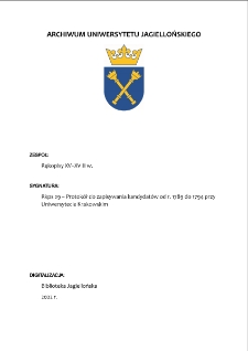Rkps 29 &ndash; Protok&oacute;ł do zapisywania kandydat&oacute;w od r. 1789 do 1794 przy Uniwersytecie Krakowskim