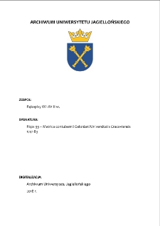 Rkps 93 &ndash; Metrica contubernii Geloniani Universitatis Cracoviensis 1741-83