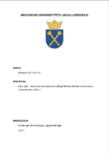 Rkps 386 &ndash; Akta seu conclusiones Collegii Minoris Almae Universitetis Cracoviensis, 1766-77